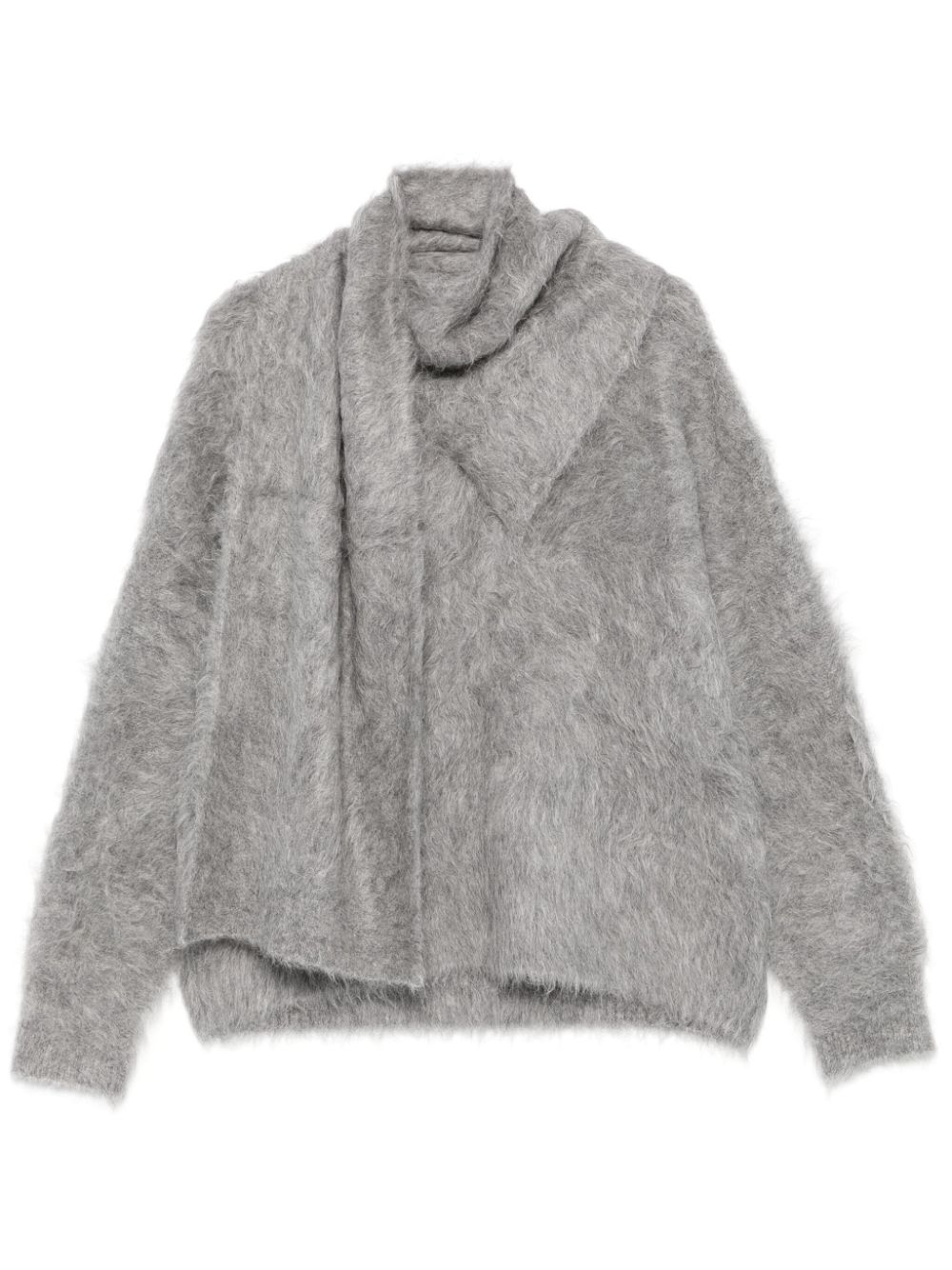 Draped-scarf sweater - Grey