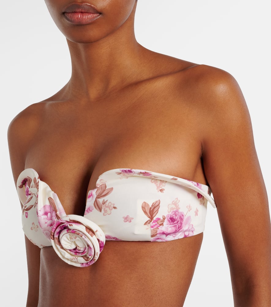 Floral-appliqué bikini top