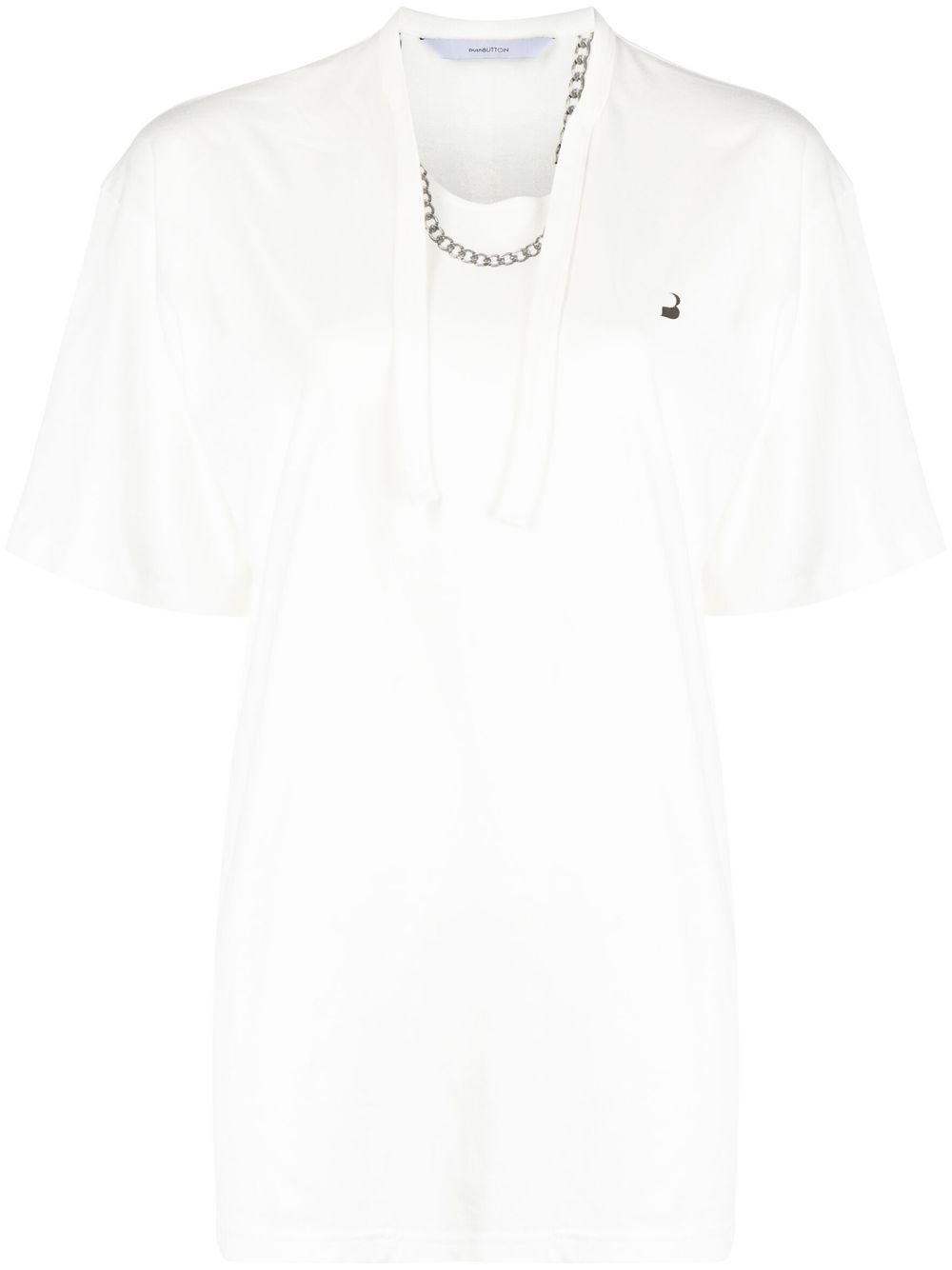 Necklace-print oversized T-shirt - White