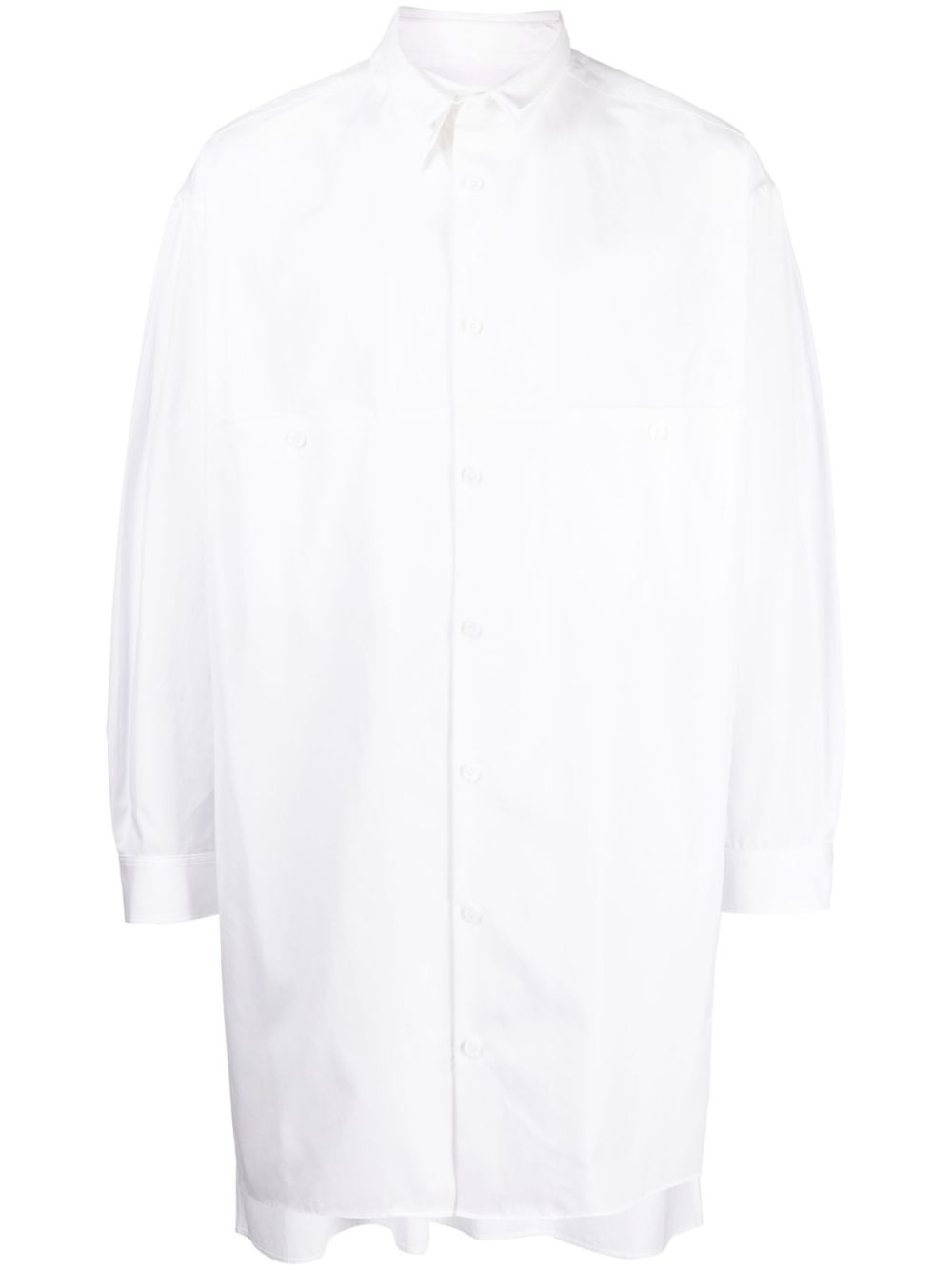 Panelled slim-cut cotton shirt - White