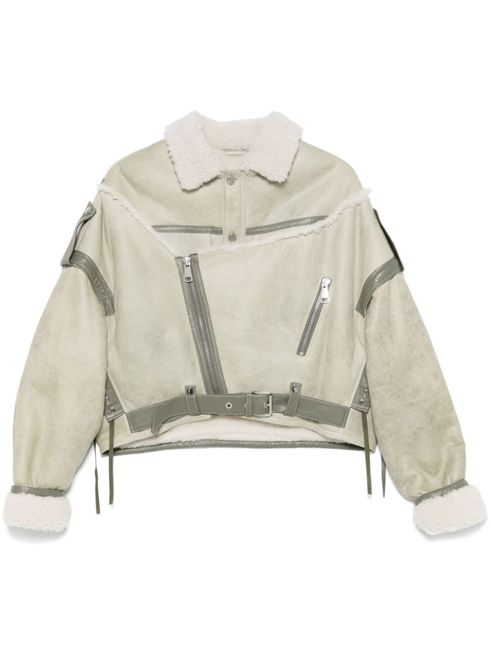 Leather biker jacket - Brown