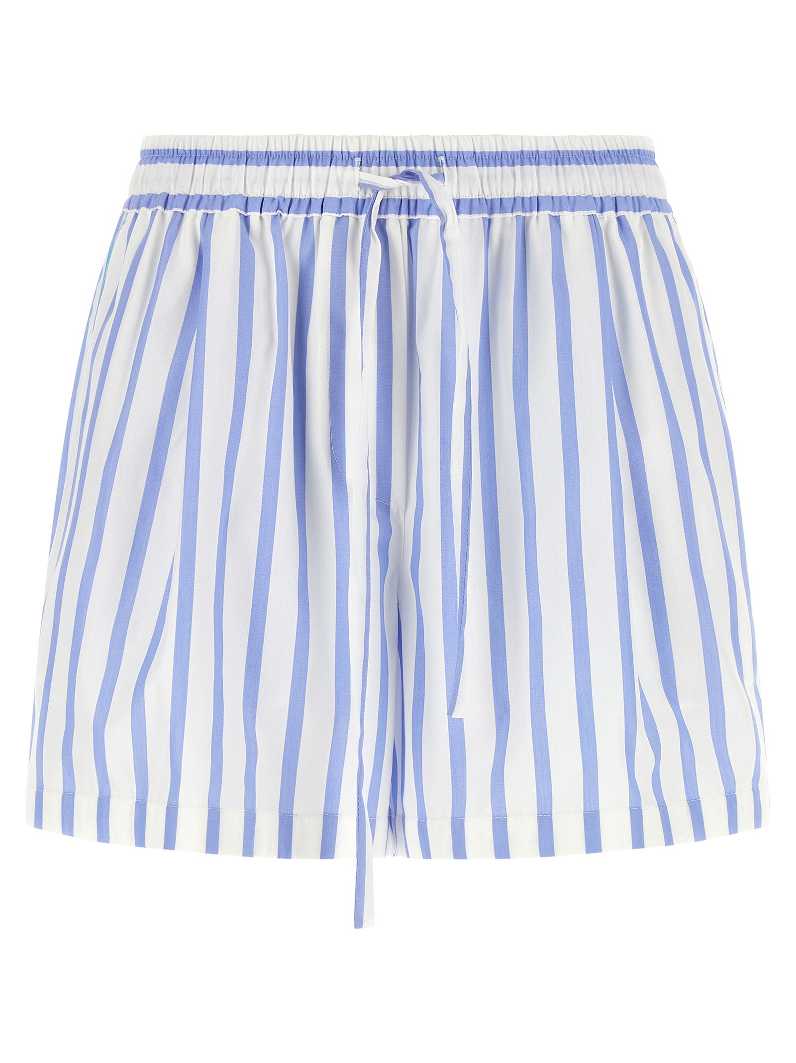 Striped Cotton Bermuda Shorts — Blue