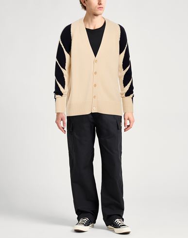 Man Cardigan Cream Size M Merino Wool, Cashmere