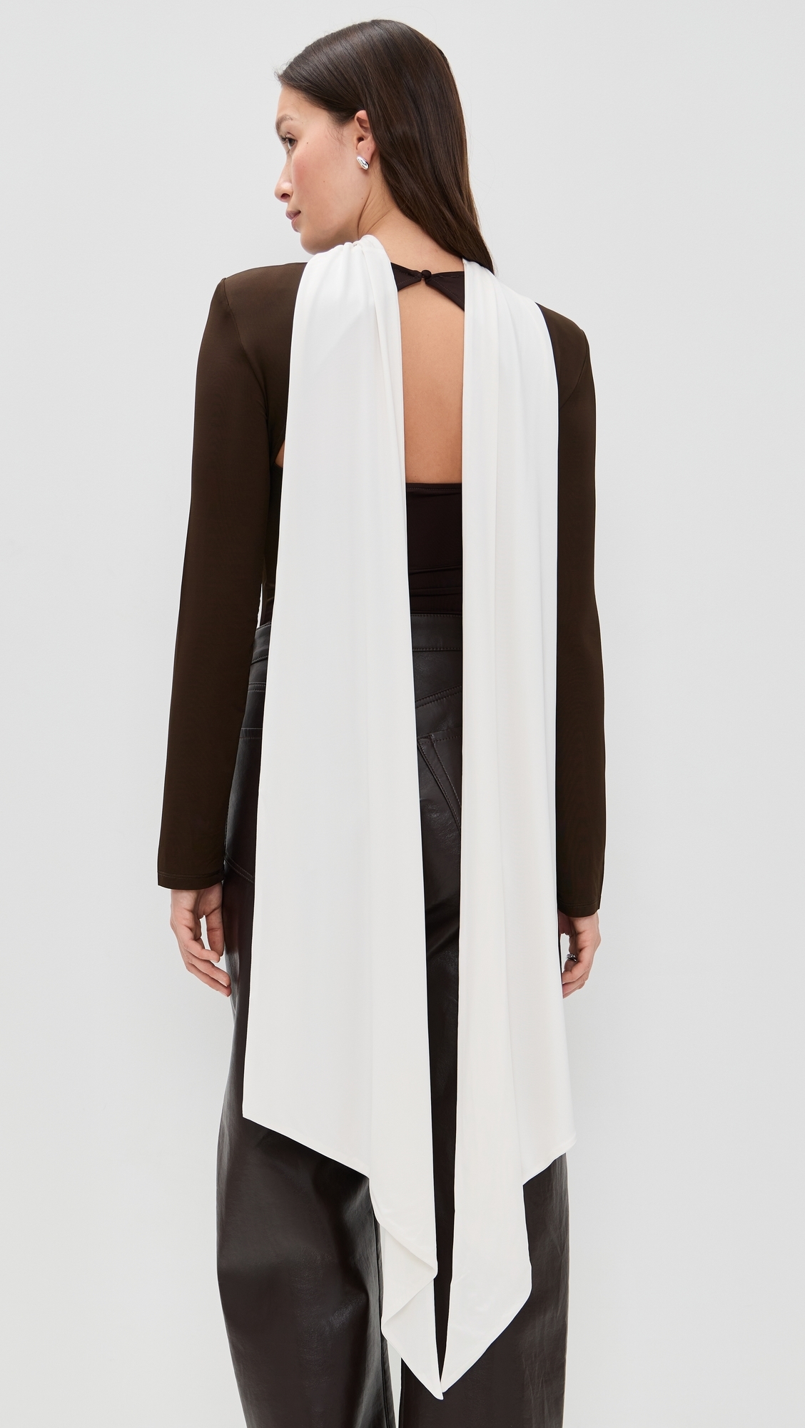 Long Sleeve Scarf Top Chicory Coffee Comb