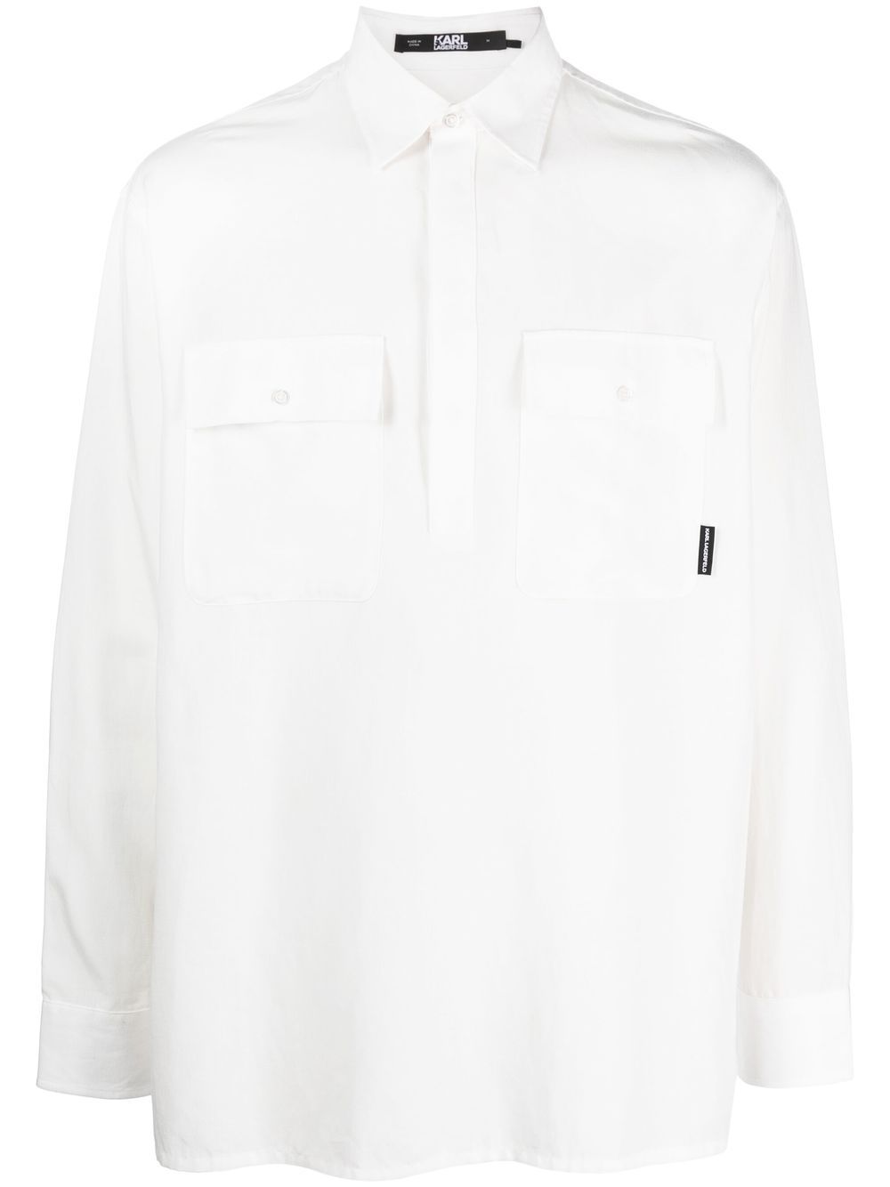 Chest-pocket pullover shirt - White
