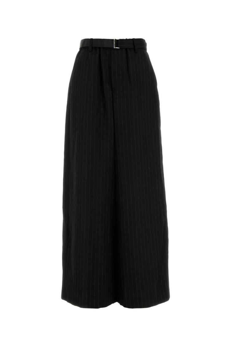 Embroidered Wool Wide-leg Pant