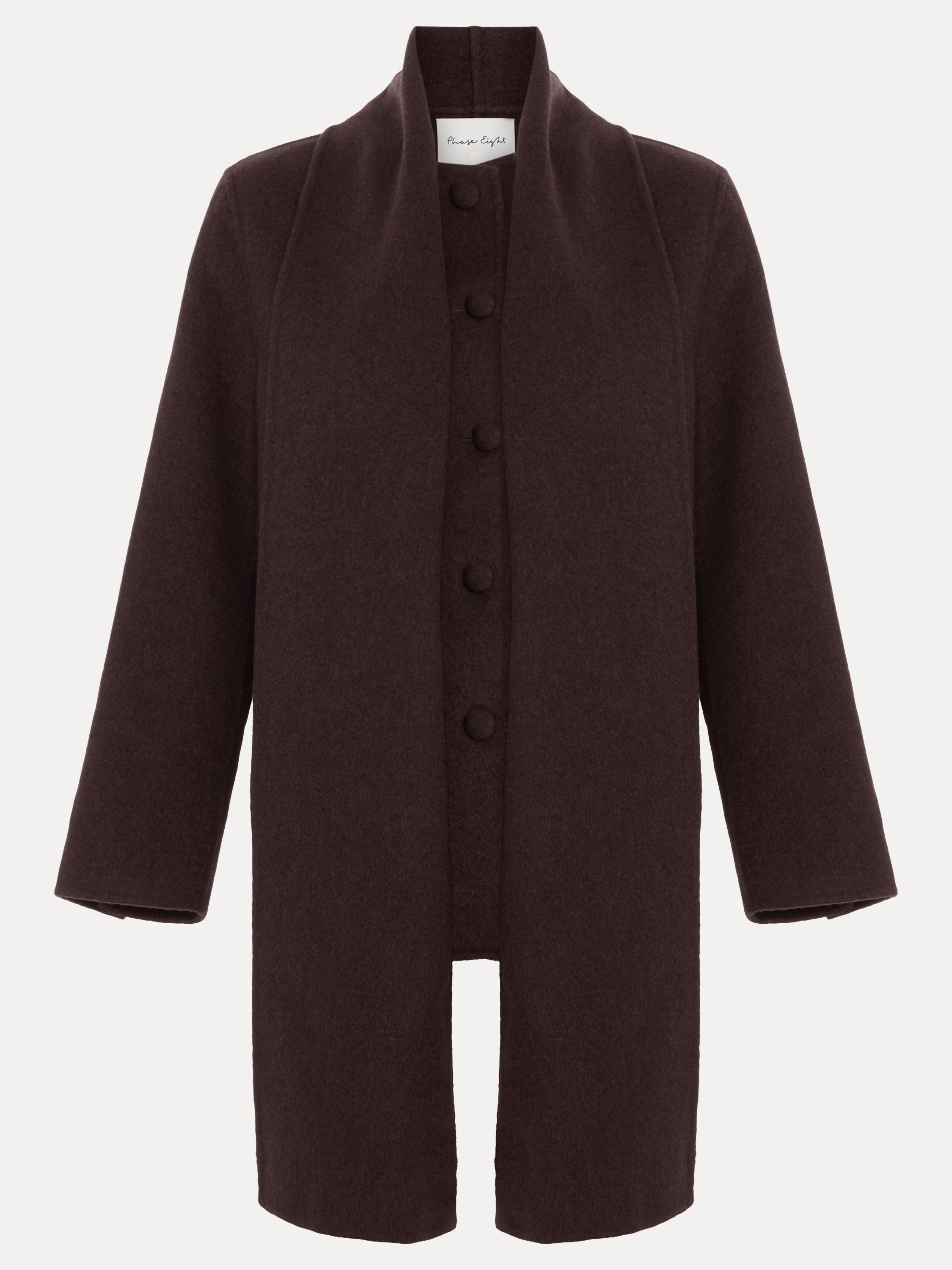 Phase Eight Kaja Scarf Coat In Dark Brown
