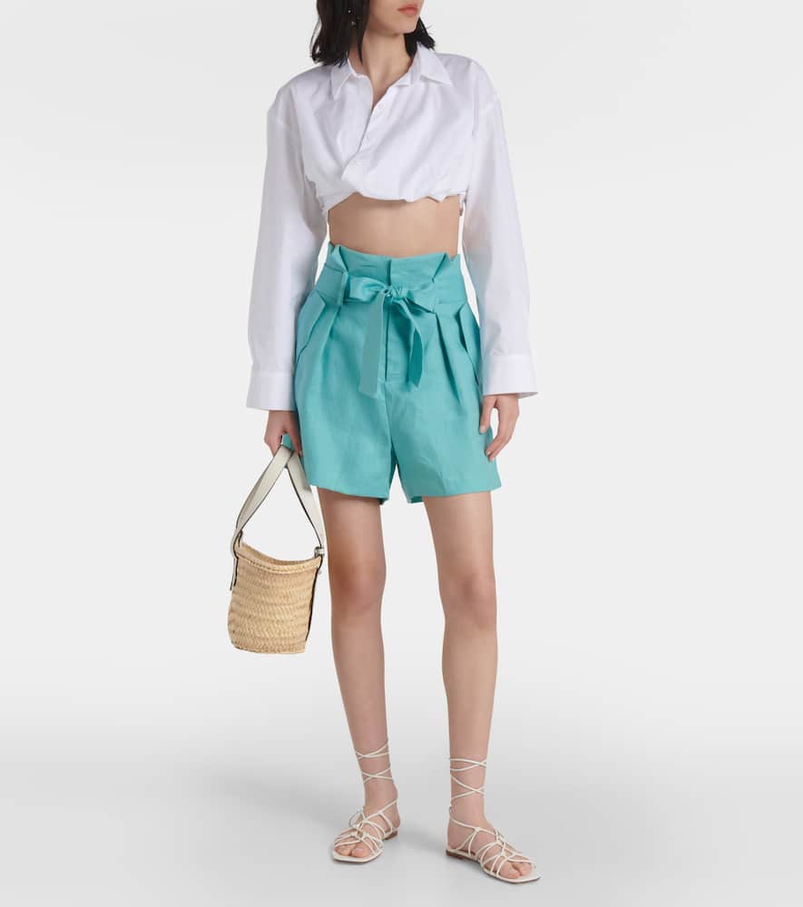 Orquidea high-rise linen shorts