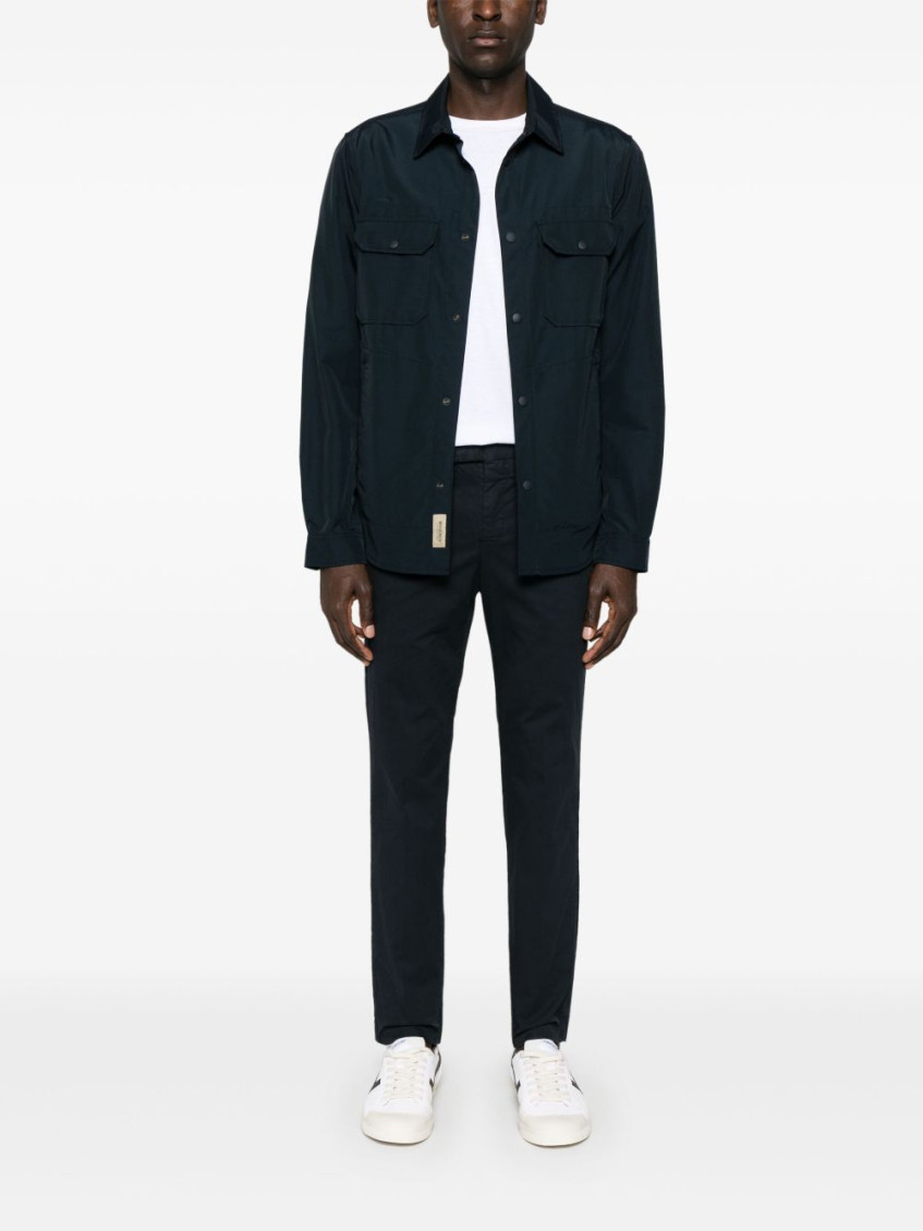 Navy Blue Cotton Blend Shirt