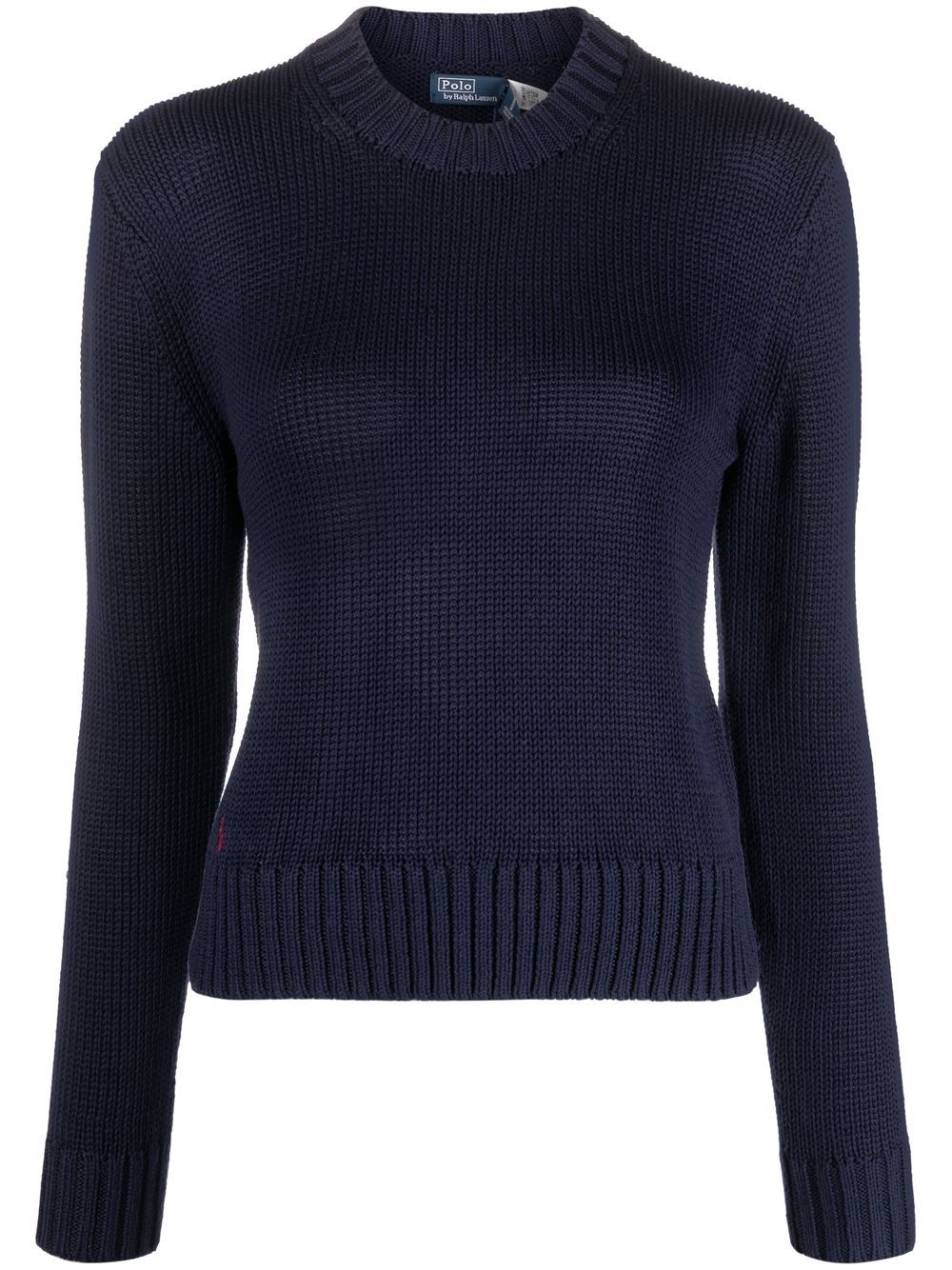 Logo-embroidered knitted jumper - Blue