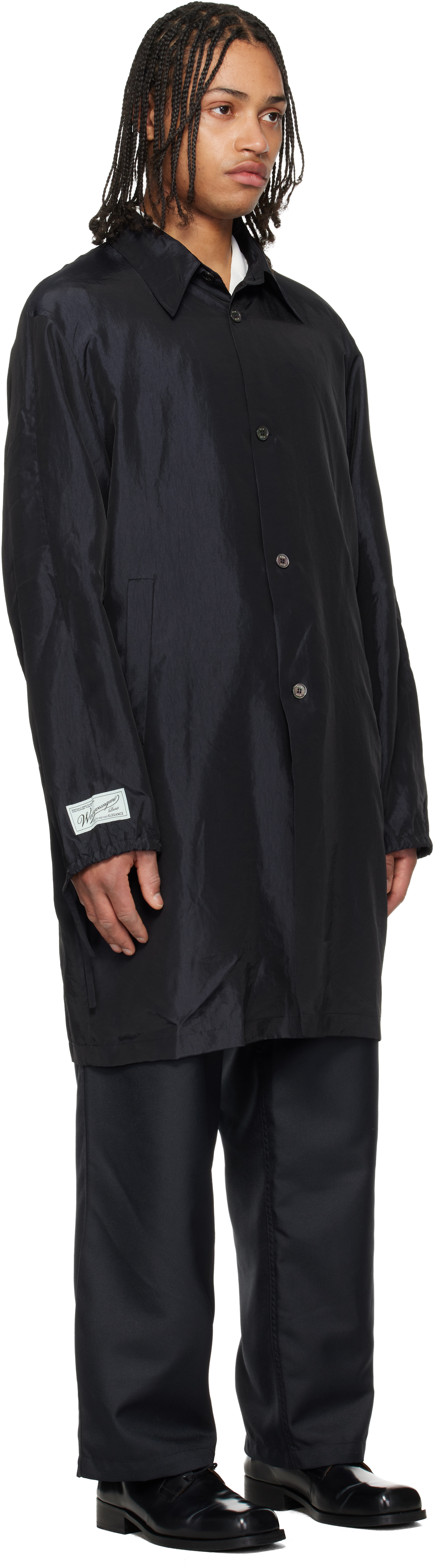 Navy Wrinkle Long Coat
