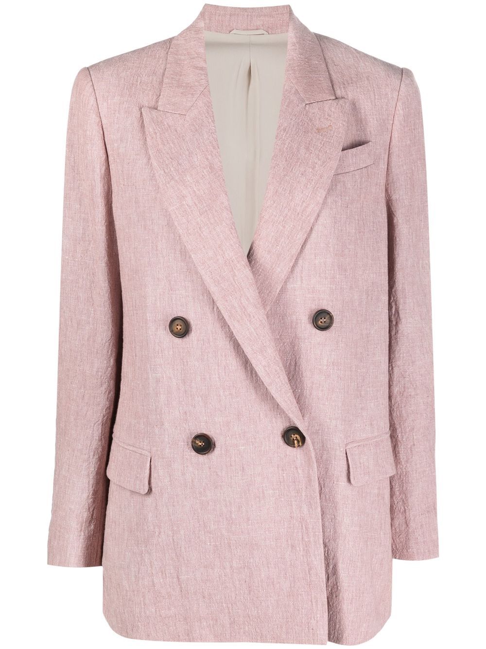 Double-breasted linen blazer - Pink