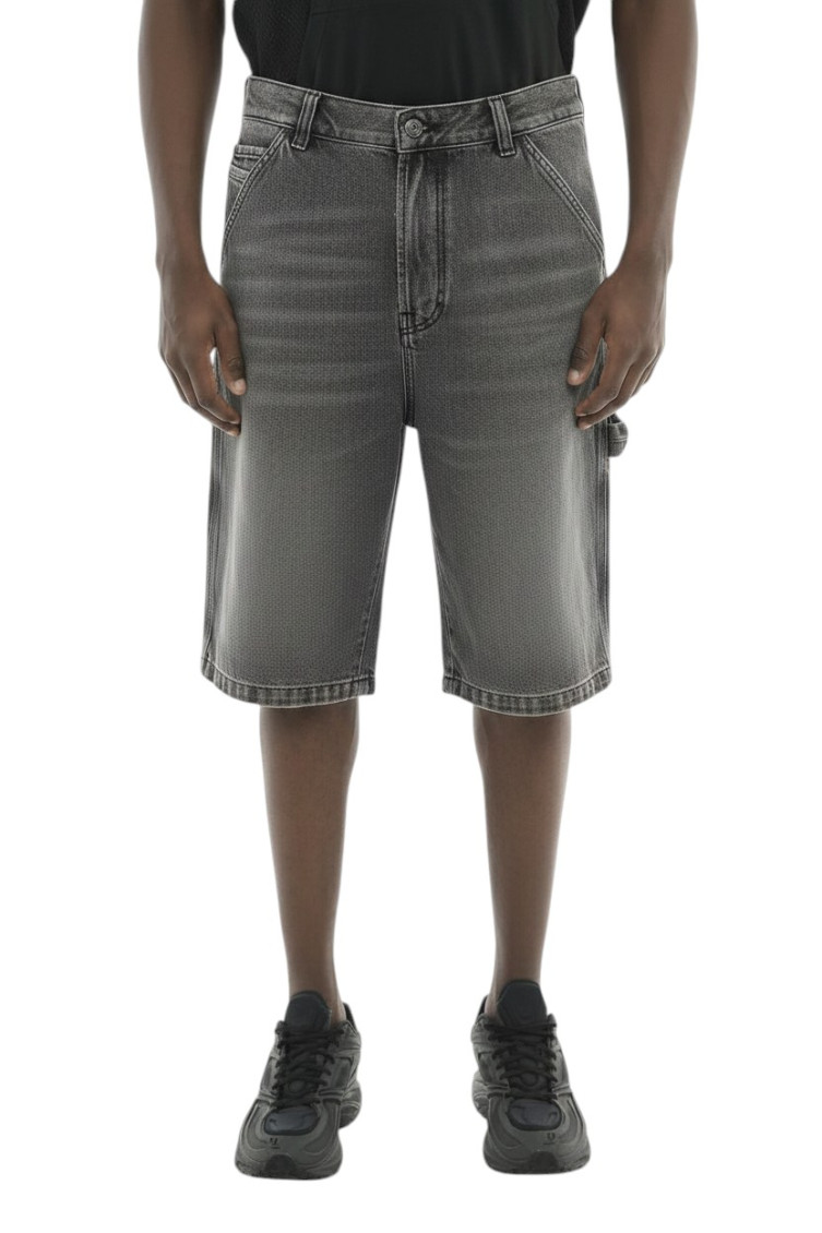 Hemp denim utility shorts - Denim short pants - Man - Black