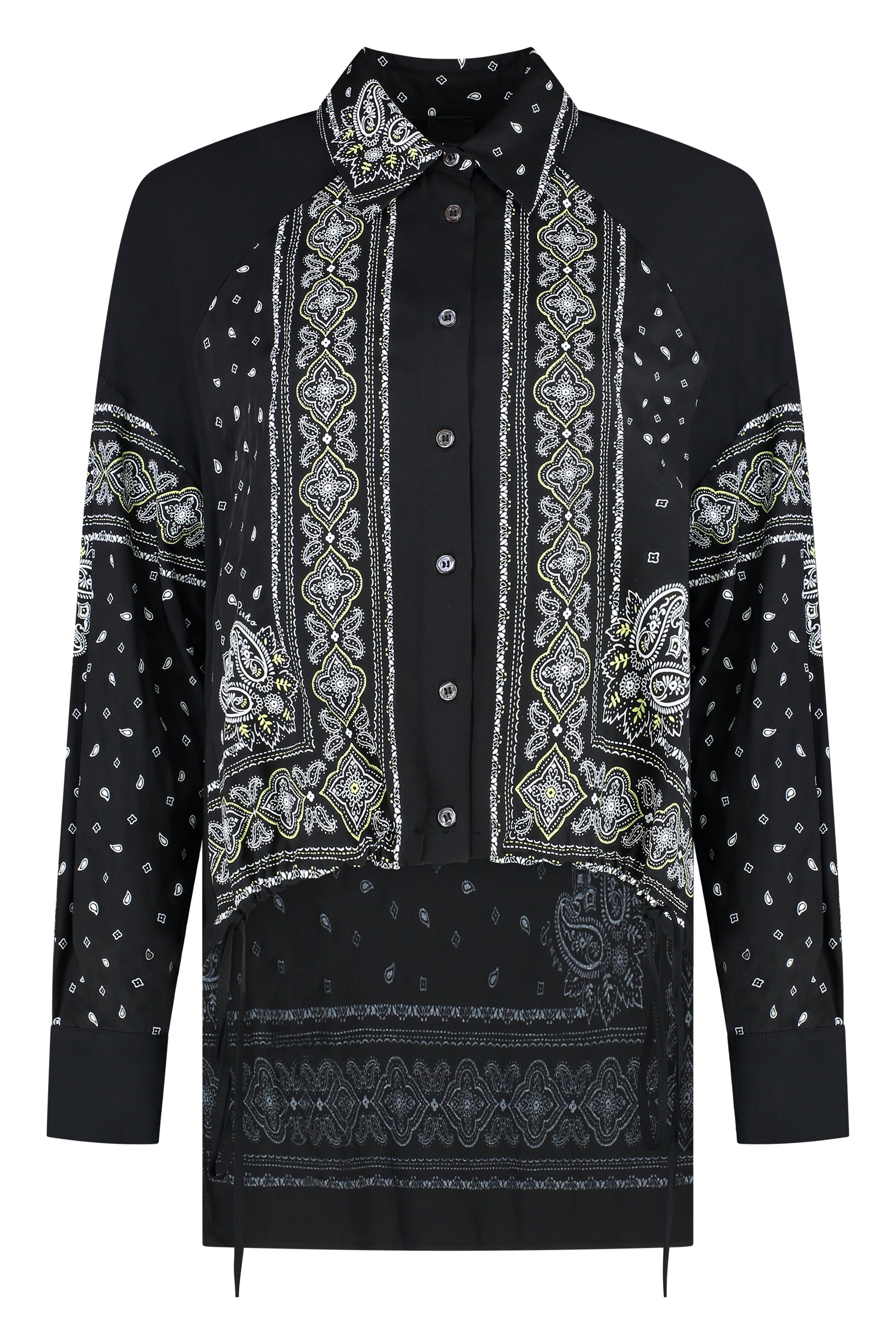 Printed Viscose Shirt with Bandana Print & Drawstring Hem