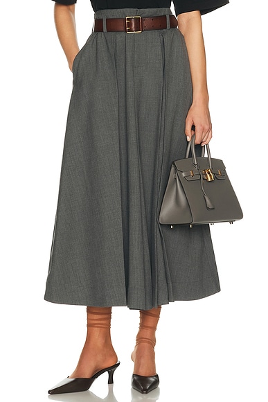 Helsa Wool Blend Pleated Skirt in Medium Heather Grey. L also in M, S, XL