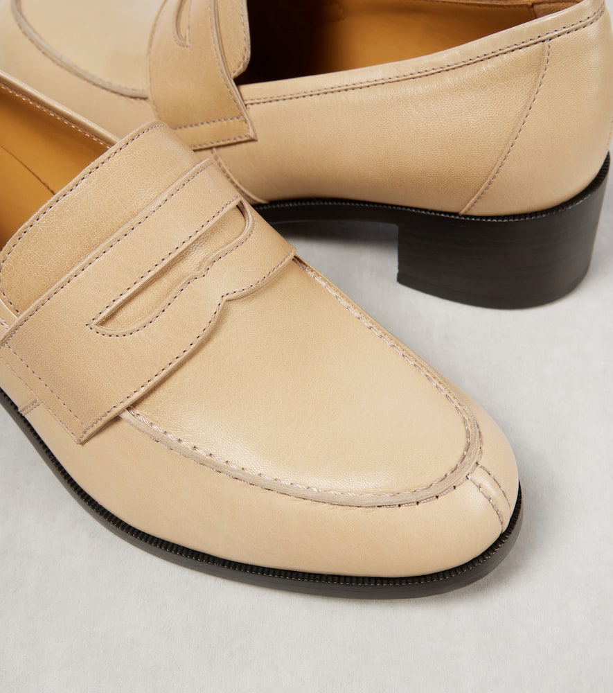 The Row Vera leather loafer pumps