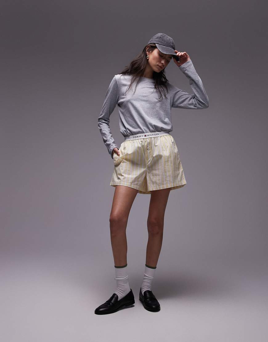 Poplin boxer shorts in butter yellow stripe