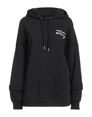 Woman Sweatshirt Black Size S Cotton, Polyester