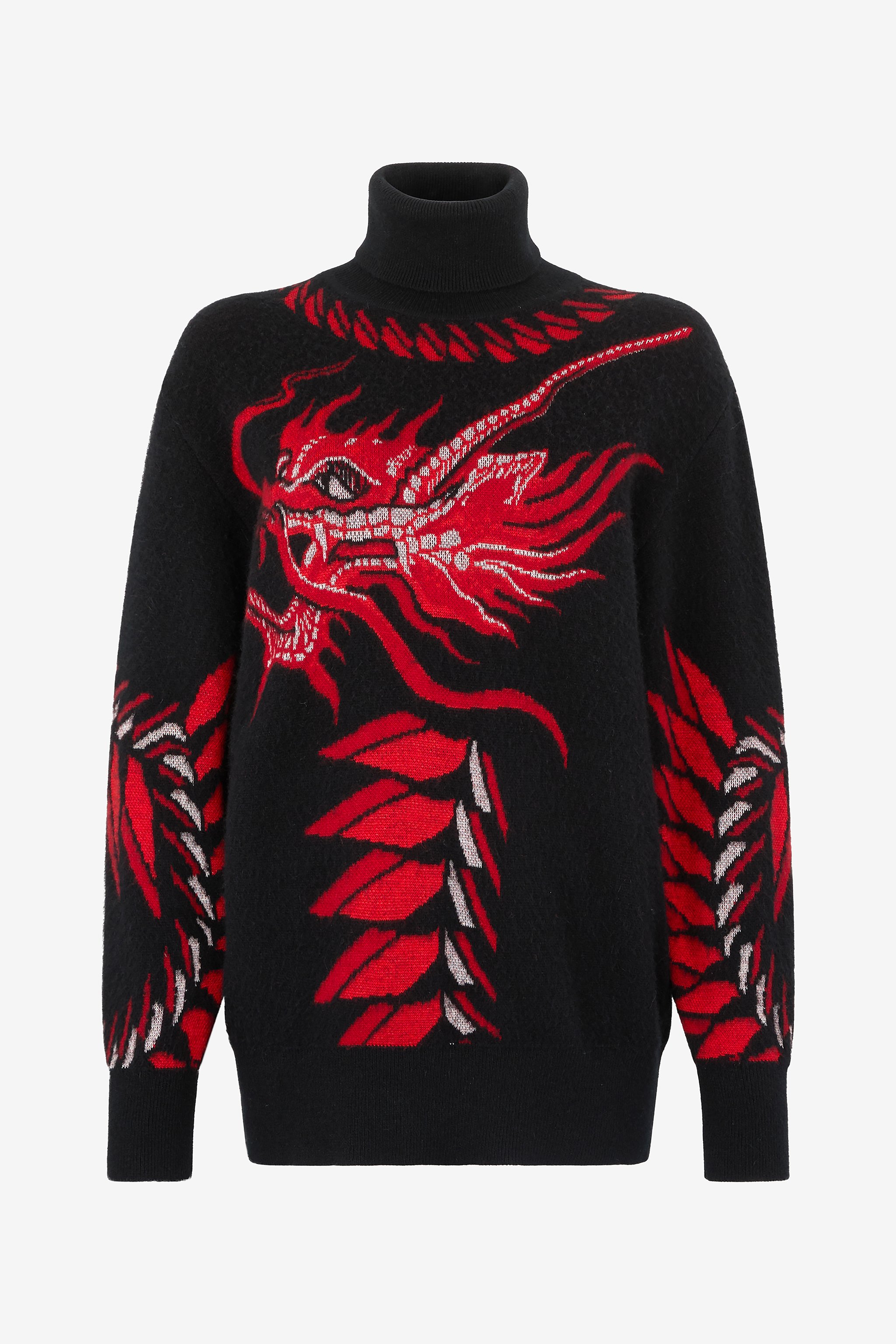 Long Sweater With Pattern And Dragon