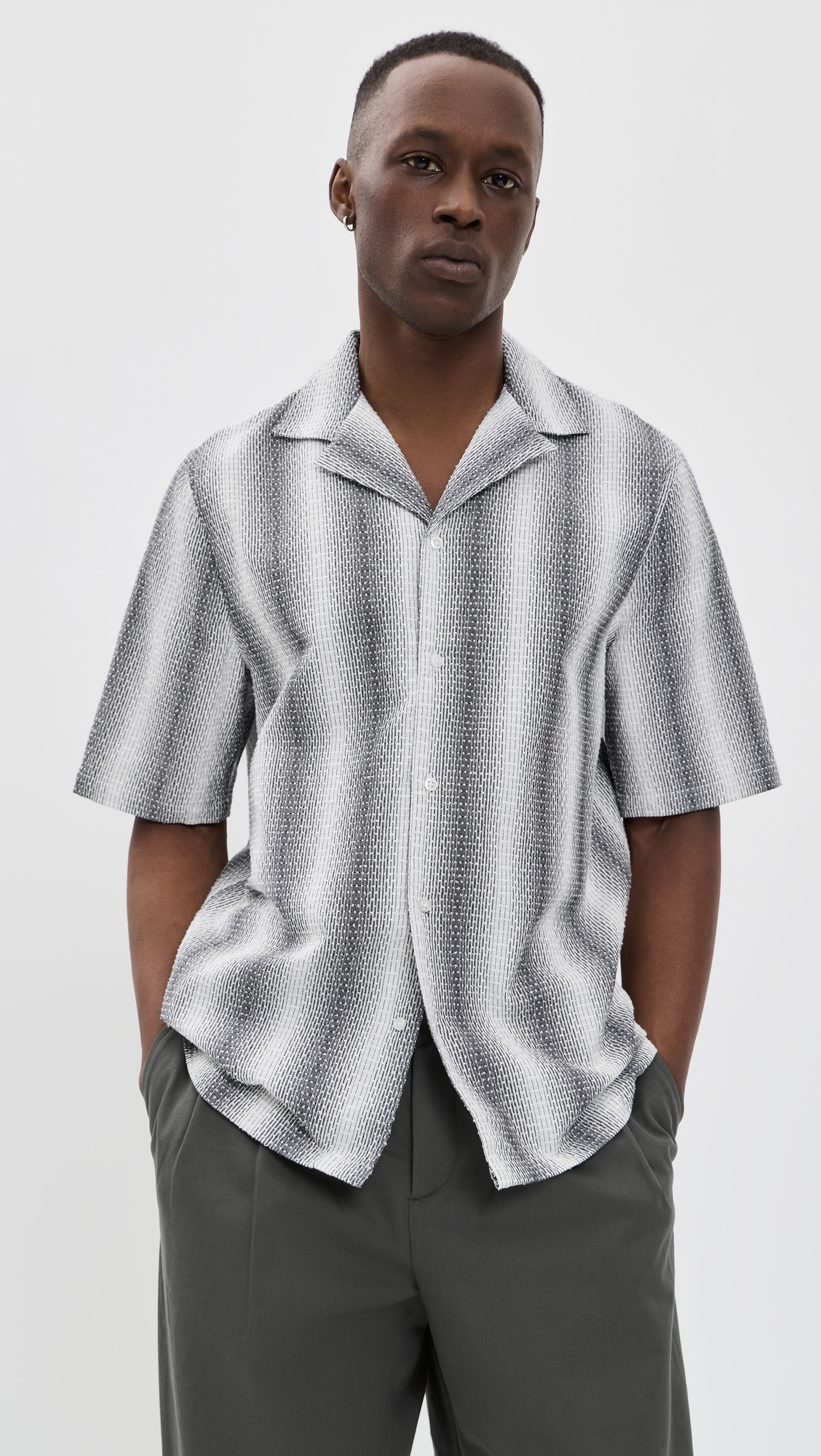 Eren Woven Shirt Midgrey/White