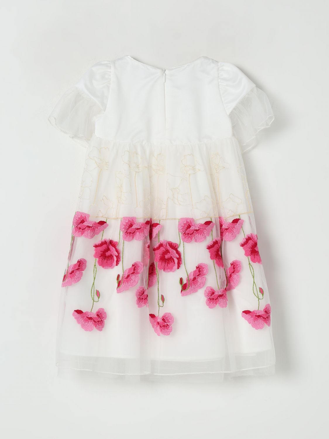 Floral-embroidered dress - White