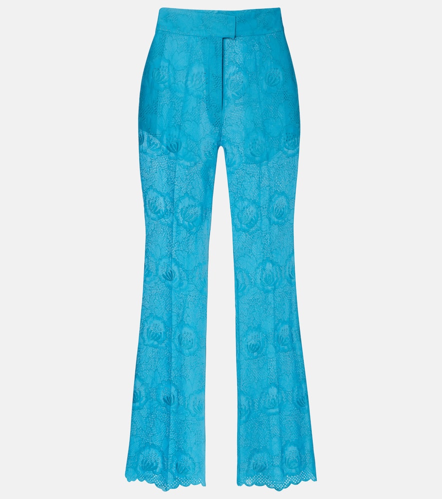 Broderie anglaise scalloped cotton straight pants
