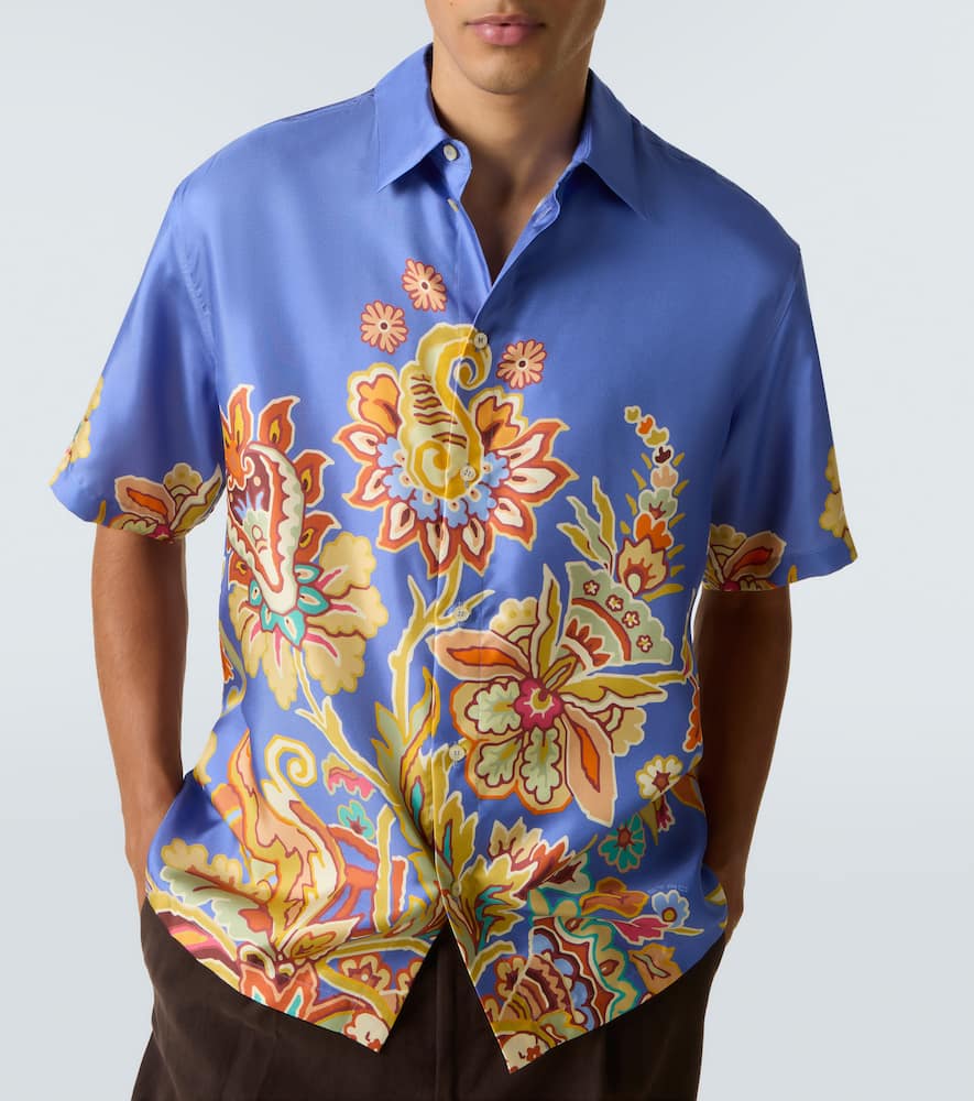 Floral silk bowling shirt