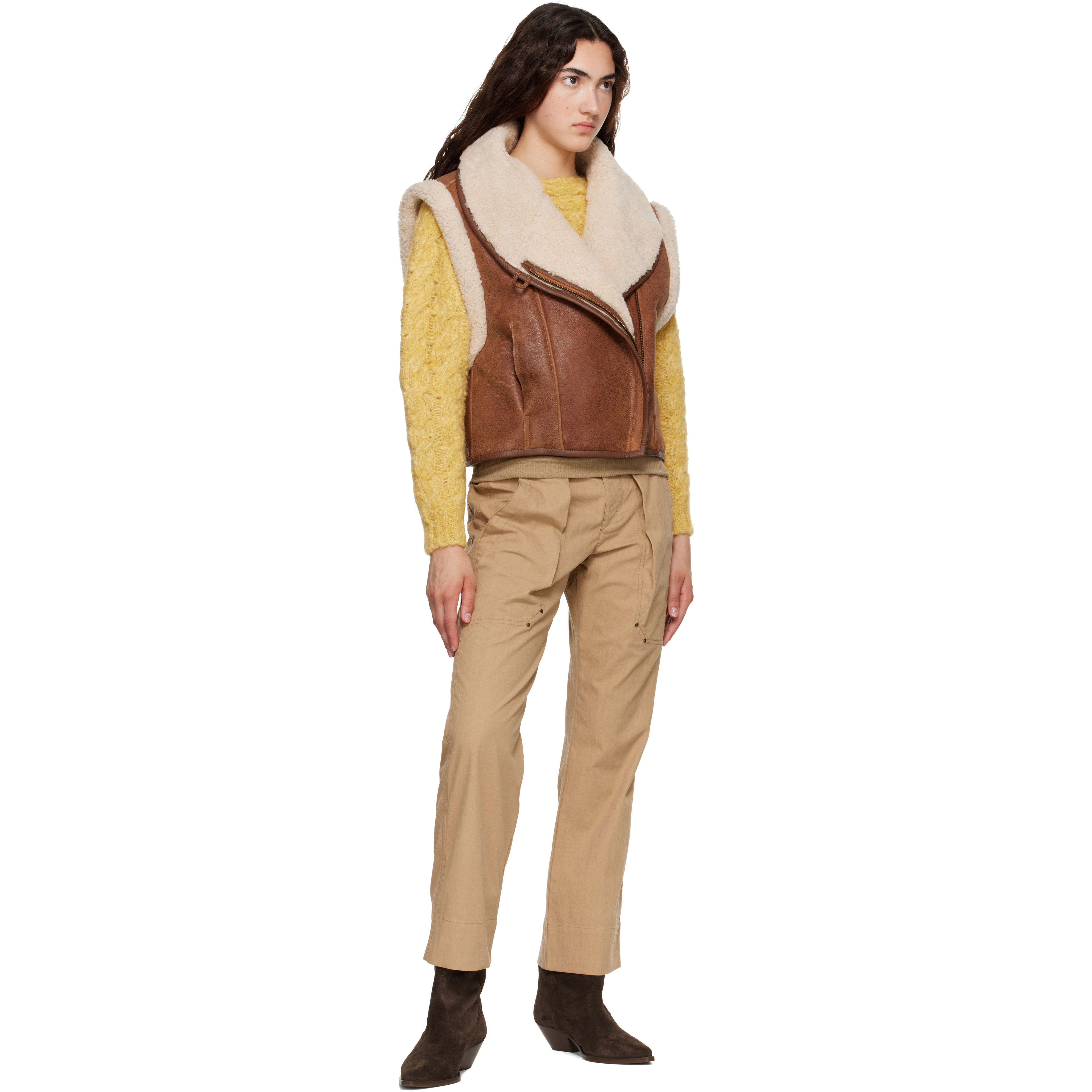 Brown Alime Shearling Vest