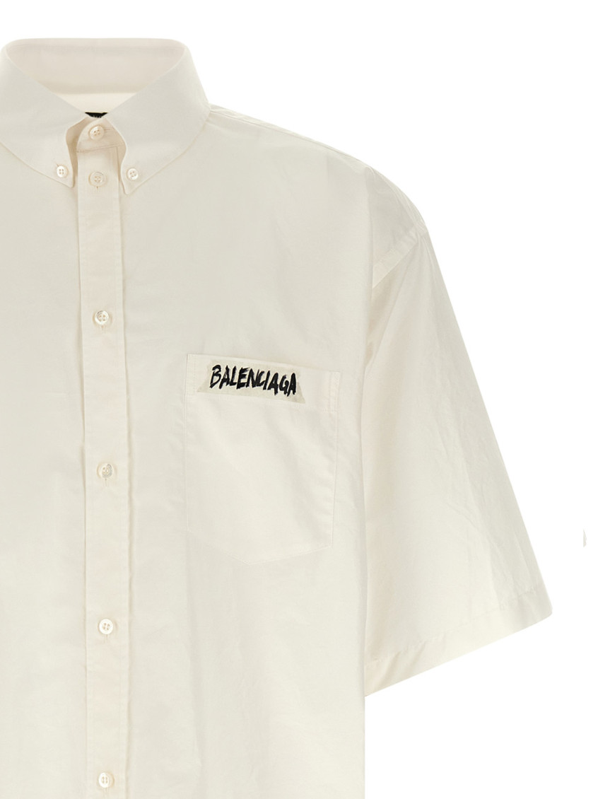 Balenciaga - short sleeve silk blend button down shirt