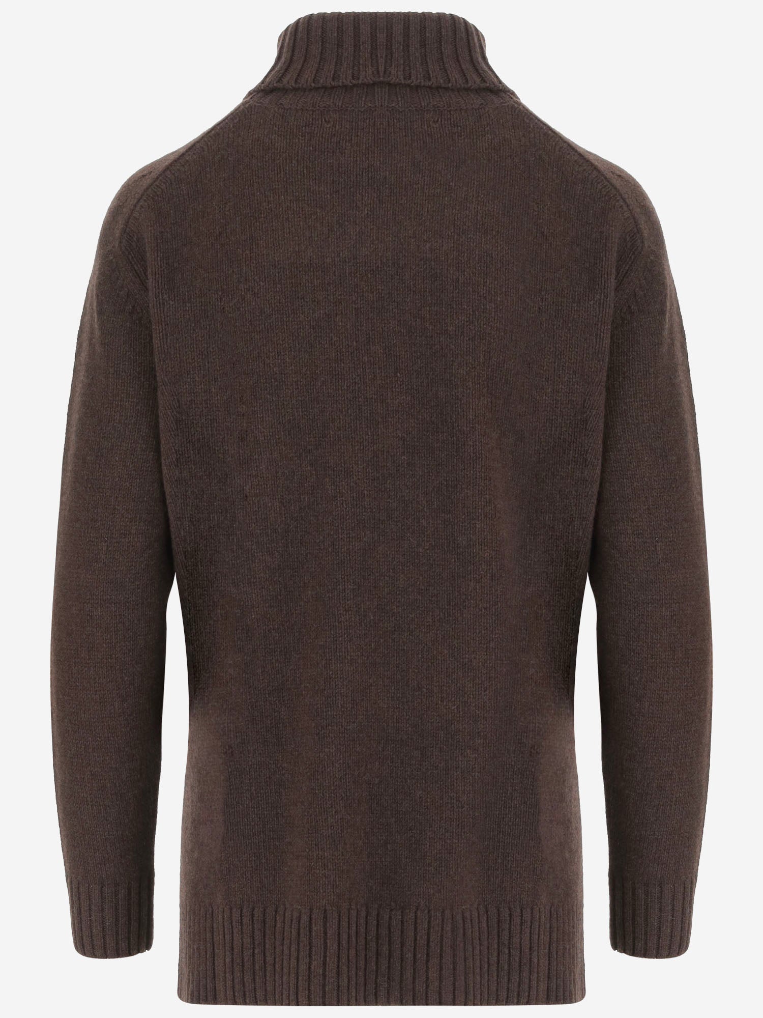 Virgin Wool and Cashmere Turtleneck Sweater — Brown