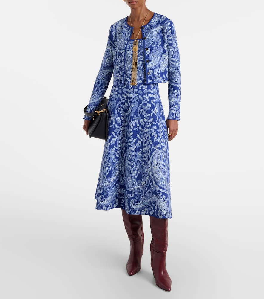 Paisley cropped jacquard cardigan