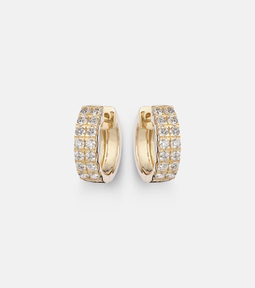 Stone and Strand Twin 14kt gold earrings with diamonds
