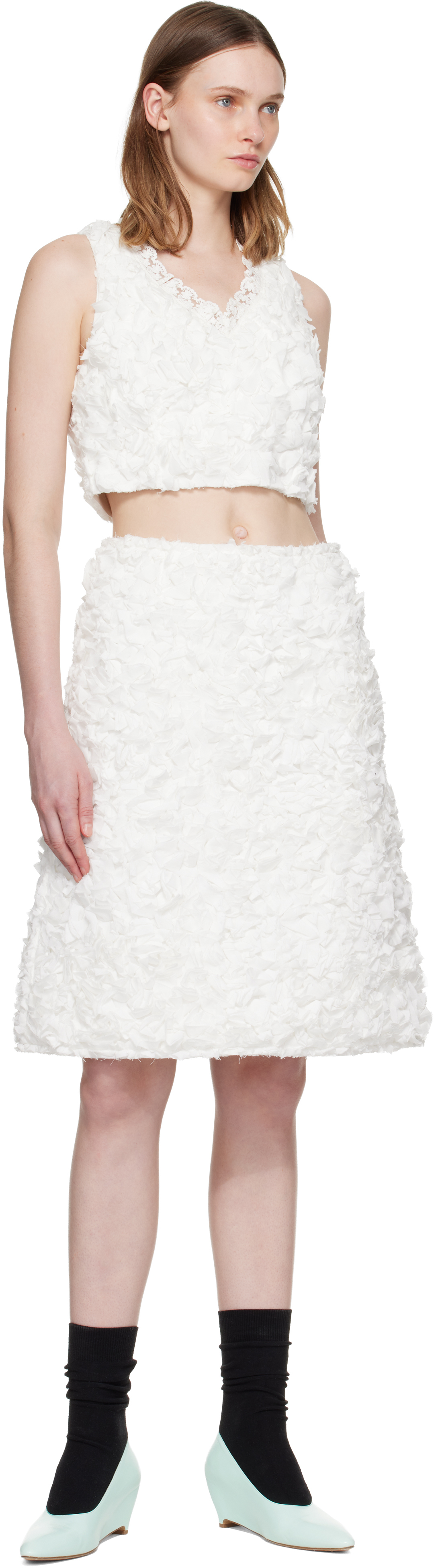 White A-Line Midi Skirt