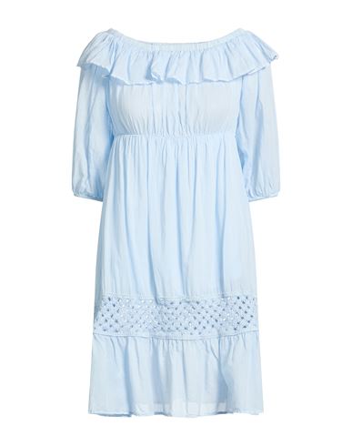 Woman Mini dress Sky blue Size S Cotton