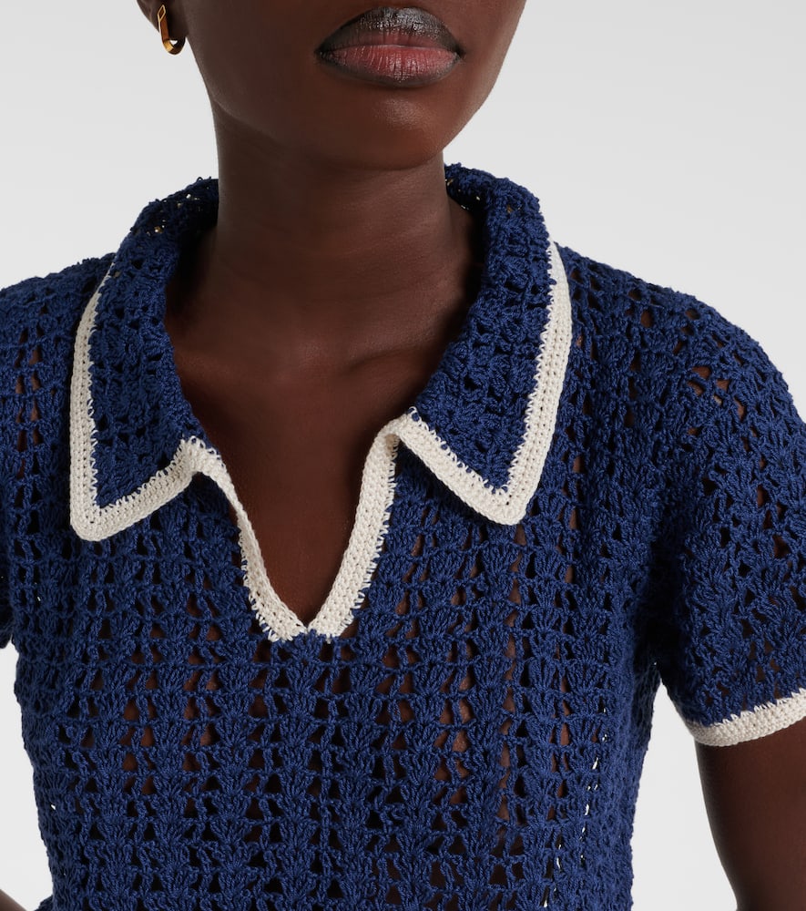 Crochet cotton polo shirt