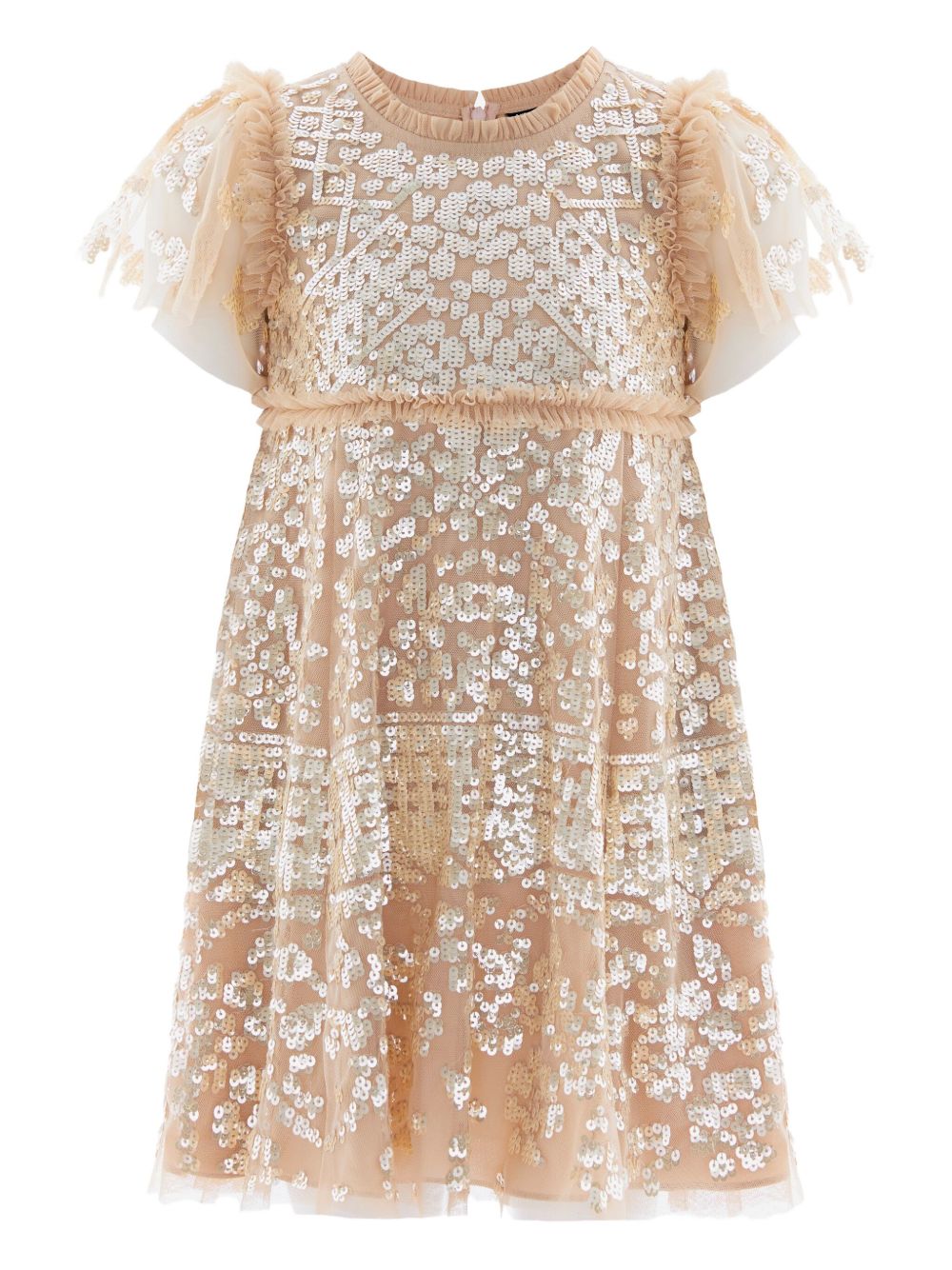 Sequin-embellished tulle dress - Neutrals