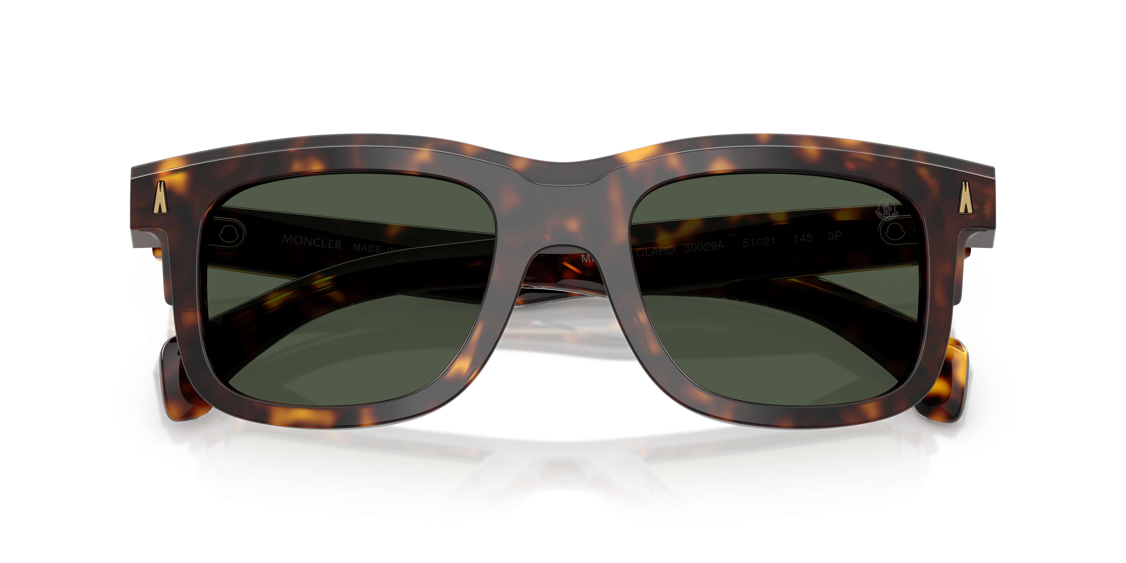 Moncler Unisex Moncler ME6004 CLARO 30029A Gafas de sol Acetato Tortuga Verde Cuadrada Polarizado