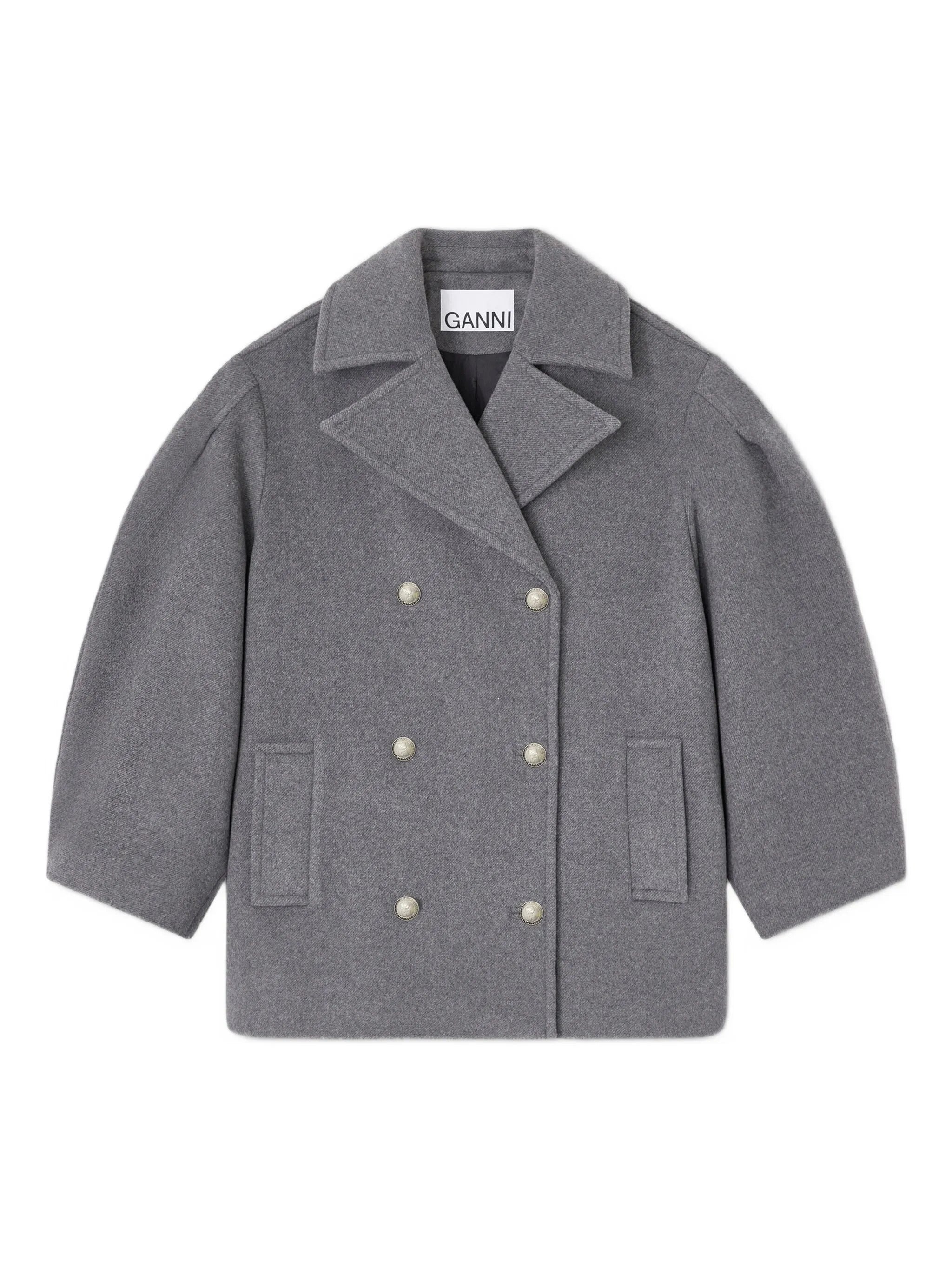 Button-Front Notched Coat in Size 34