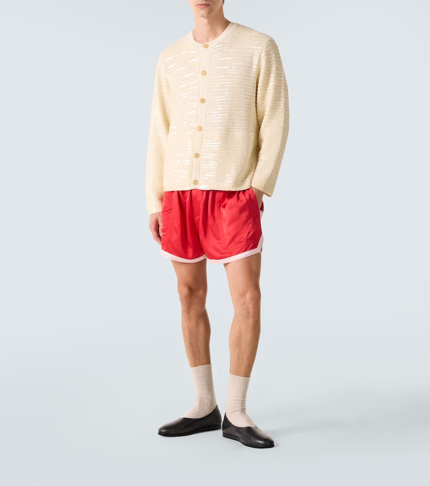 Heart Deco embroidered satin shorts