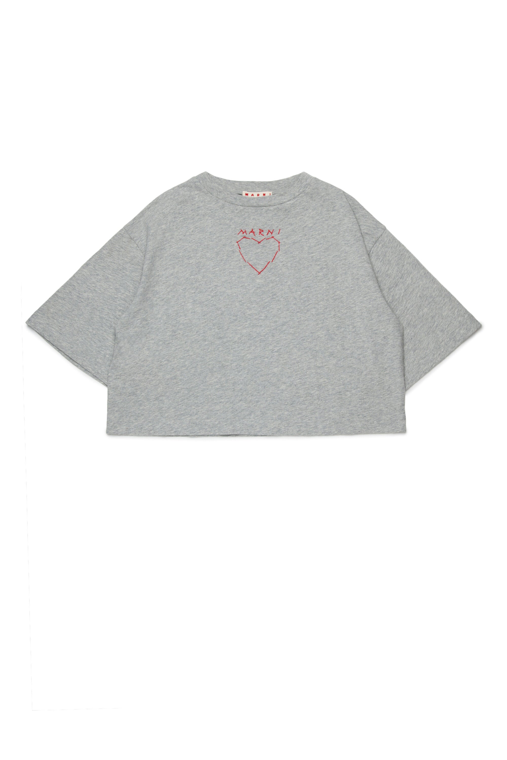 For Kids - T-shirt con ricamo a cuore davanti - Grigio