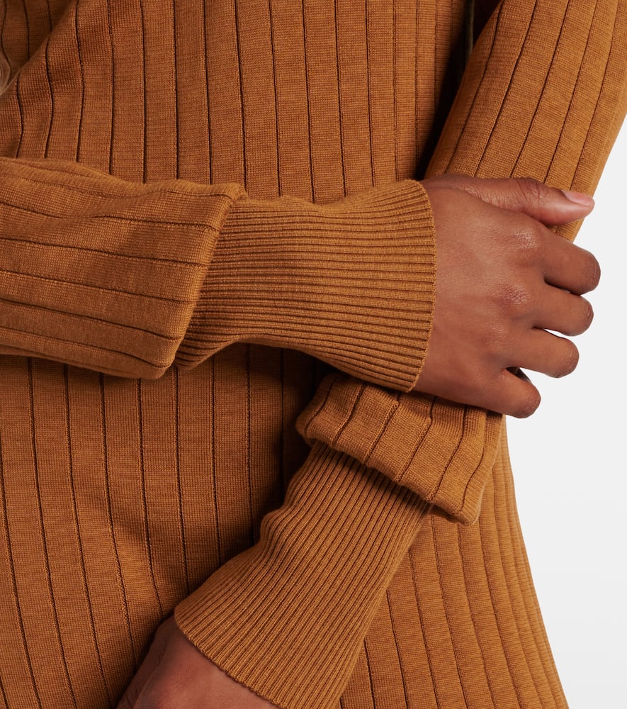 Ribbed-knit silk and cotton midi dress