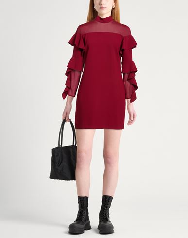Woman Mini dress Burgundy Size 10 Polyester, Elastane