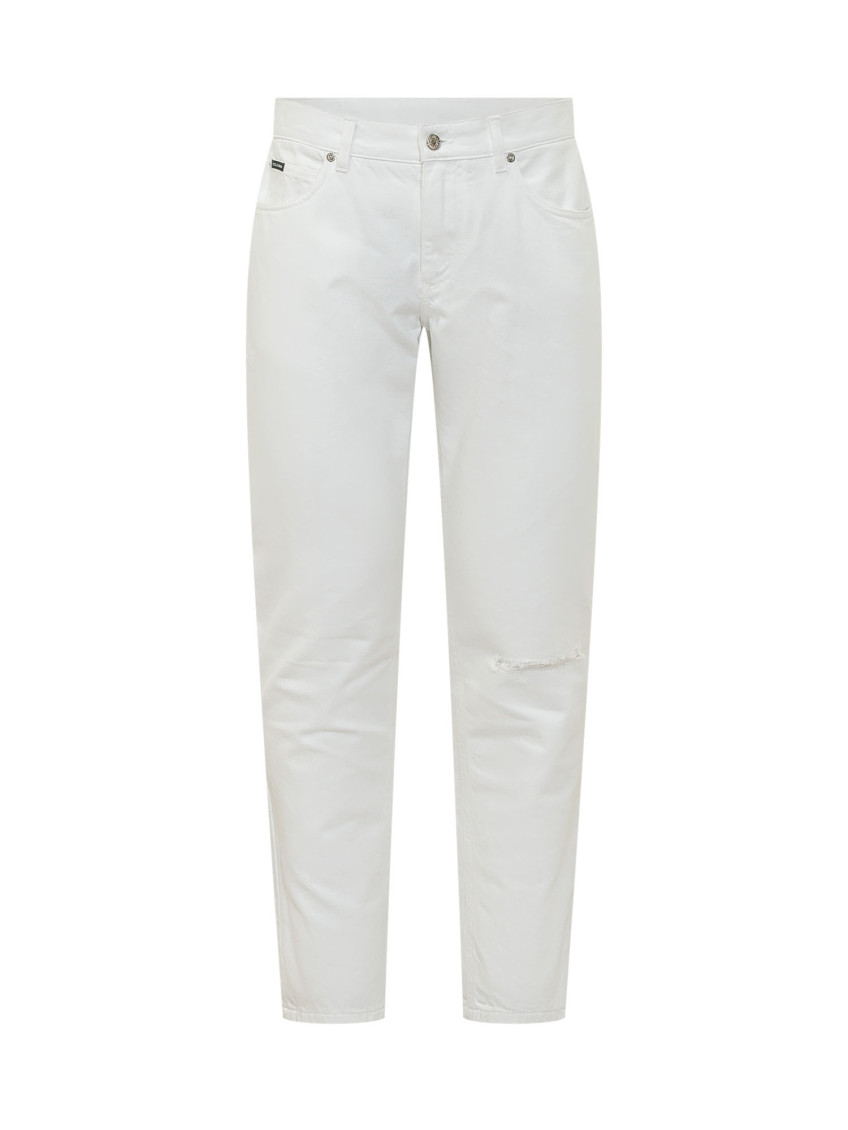 White Flat Front Trousers