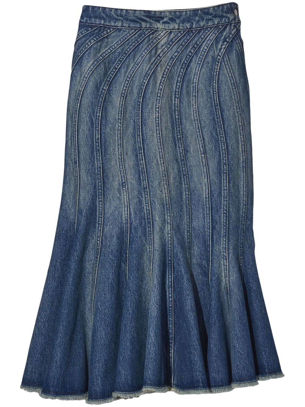 Wave high-waisted denim skirt - Blue