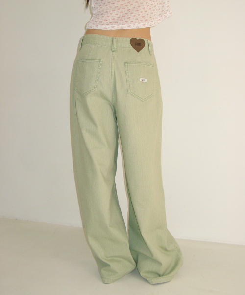 SOFT PIGMENT WIDE DENIM PANTS MINT
