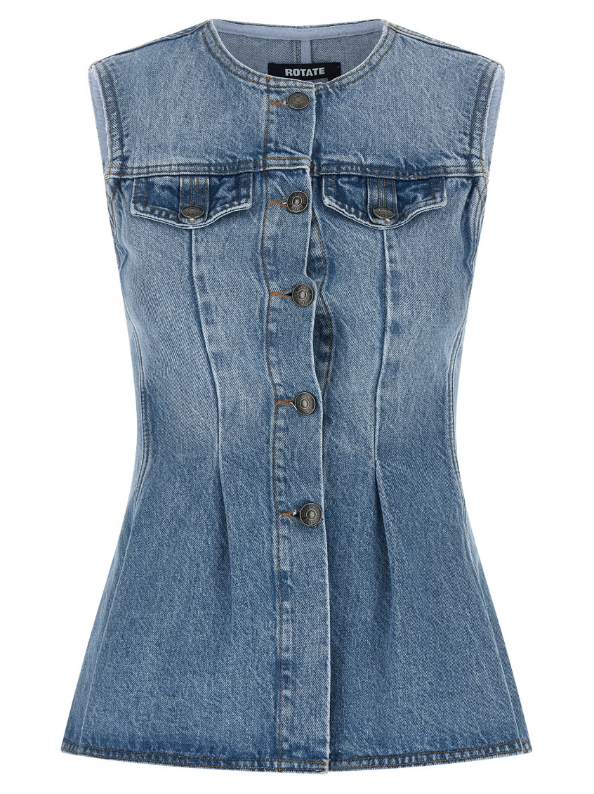 Flared Denim Top
