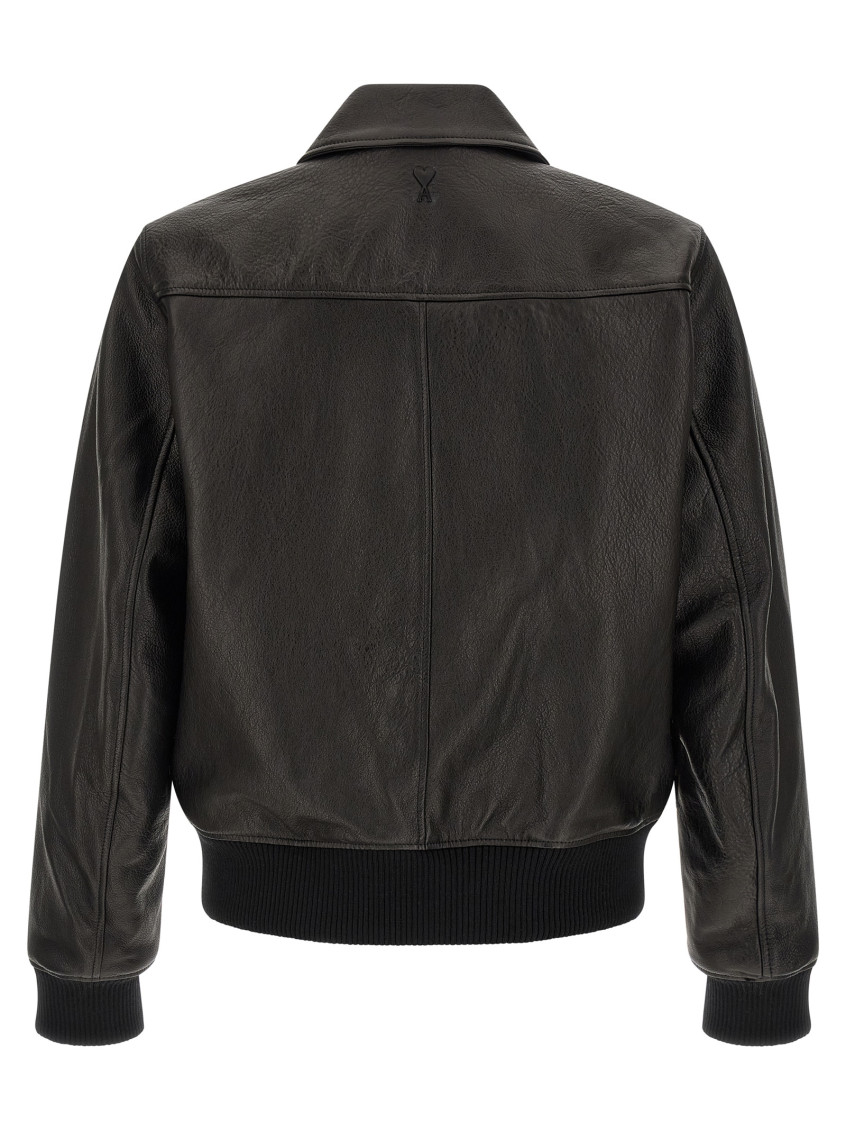 Ami Paris - ami de coeur leather bomber jacket