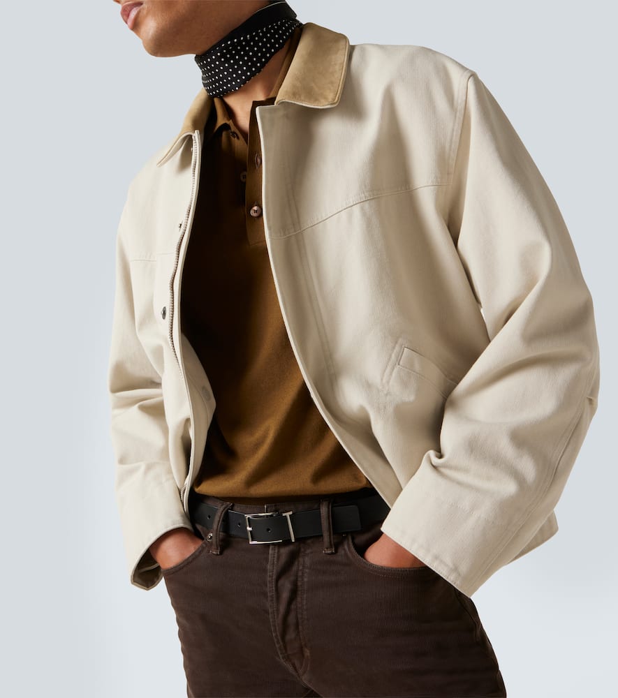 Suede-trimmed cotton canvas jacket