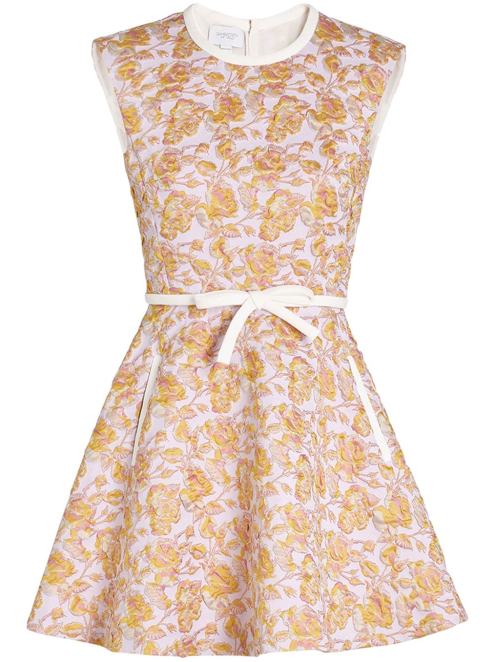 Floral-jacquard mini dress - Pink