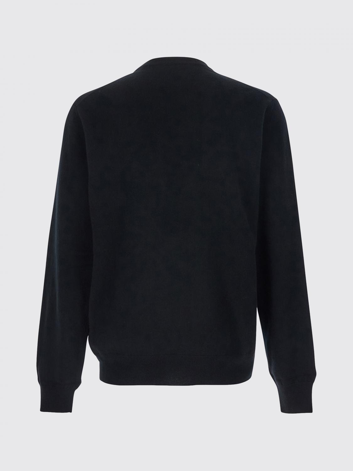 Black Pure Virgin Wool Crew-Neck Jumper with Lettering Logo